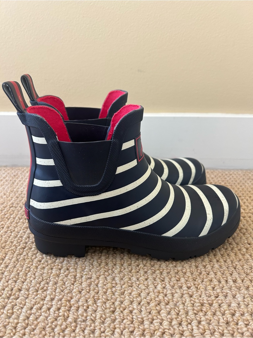 Joules Women’s Wellibob Rain boots Blue & White Stripped Size EU 37, US 6